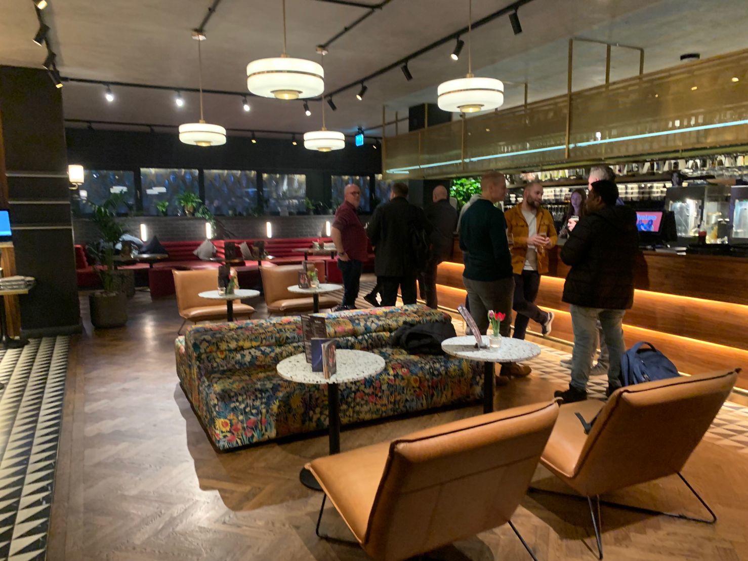 Pre-talk networking in the bar area